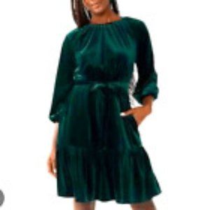 DRAPER JAMES RSVP women's Long Sleeve Bow Back Dress in velvet green